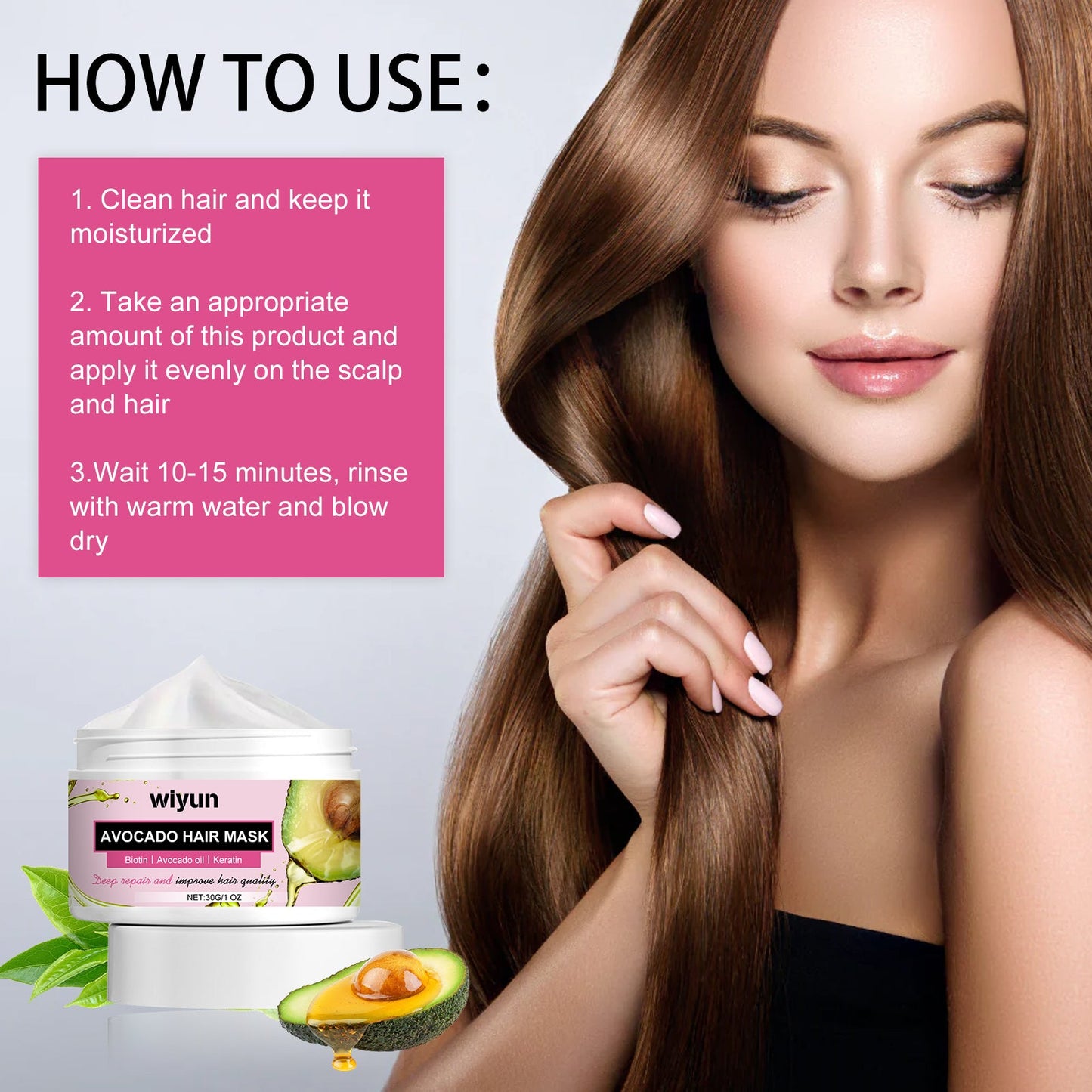 Avocado Hair Mask, Moist Smooth Hair Repair Damaged Hair Tail Hair Dry Short-Tempered Membrane - Korvel
