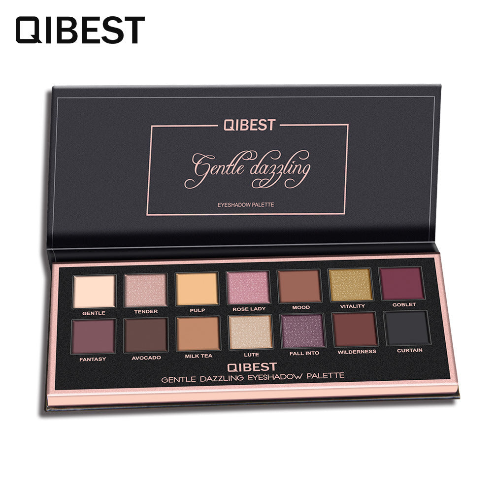 Paleta de Sombras Mate Perlescentes QIBEST de 14 Colores