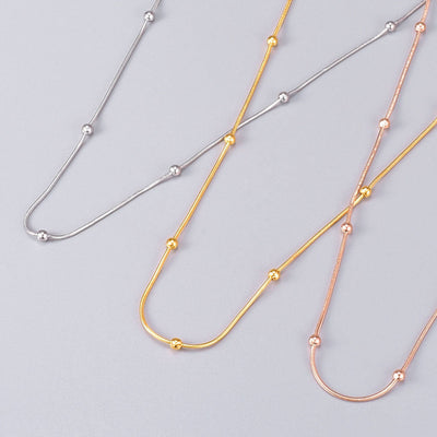 Fashion stainless steel round snake bag bead chain multi-color accessory chain necklace collarbone chain - Korvel