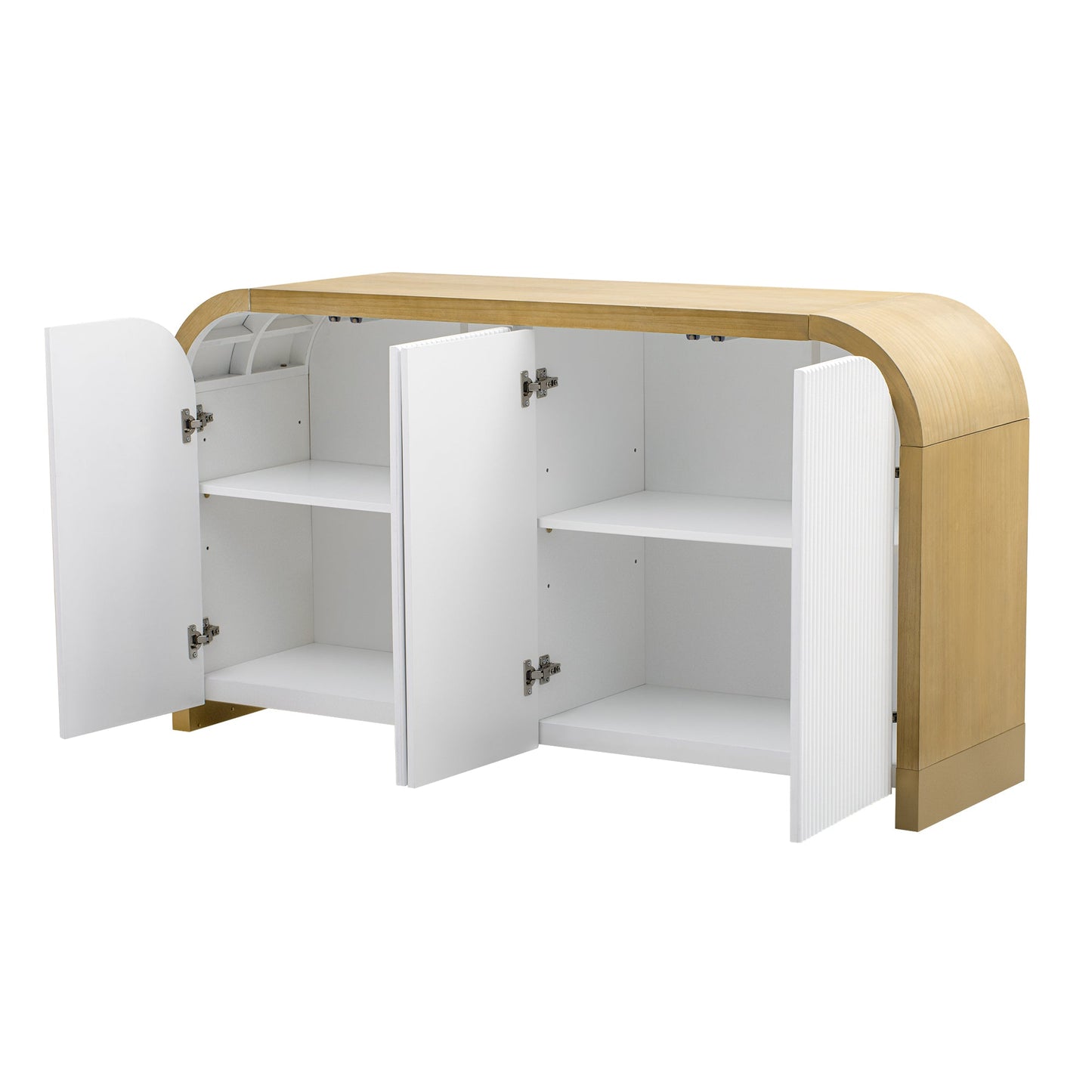 U-STYLE four door curved corner design wavy door panel cabinet with adjustable shelves - Korvel