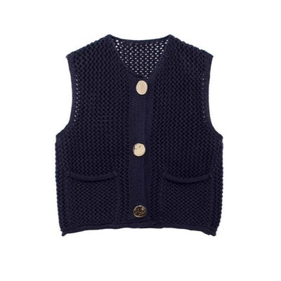 Versatile Crochet Hollow Vest in Solid Colors