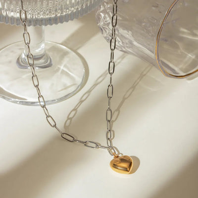 Collar de Pendiente de Corazón de Acero Inoxidable Elegante