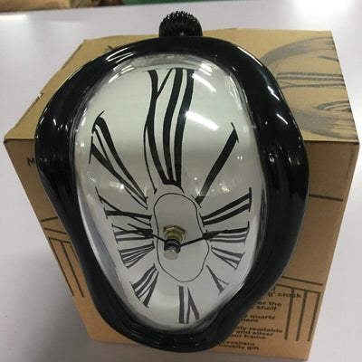 Twisted Corner Clock: Retro Melting Design with Roman Numerals