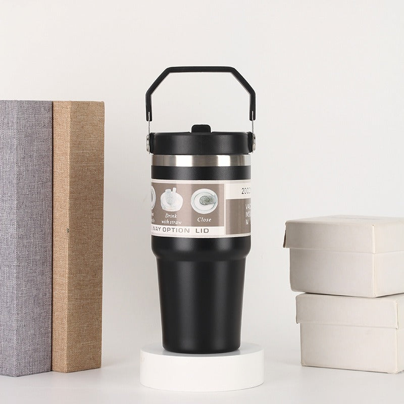 20oz30ozPortable Car Cup Stainless Steel Cup Travel Sports Water Bottle With Handle Cover Coffee Tumbler Cup - Korvel
