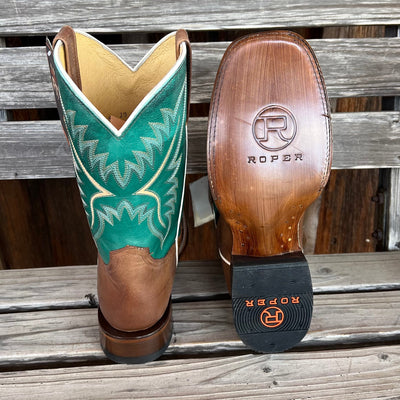 Green Cowboy Roper Boots for Men - Handcrafted Quality - Korvel