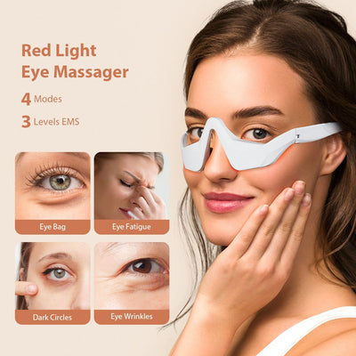 Microcurrent Massaging Eye Beauty Device with EMS and Red Light for Eye Massage and Dark Circle Reduction - Korvel