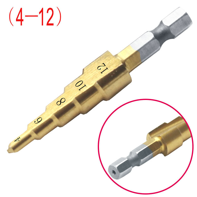 Hexagon Shank Straight Groove Step Drill Pagoda Drill Step High Speed Steel 4241 Drill Bit Set 4-32 4-20 4-12 - Korvel