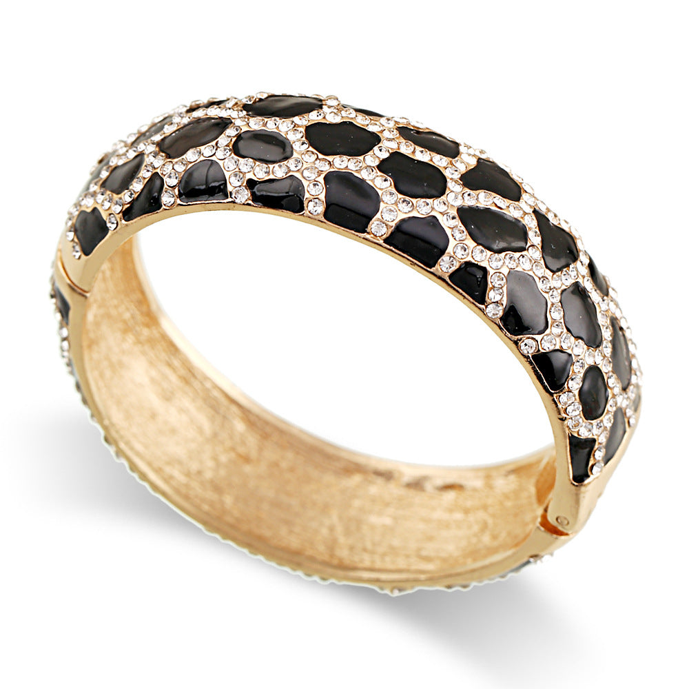 Leopard Patterned Enamel Diamond Drop Bracelet