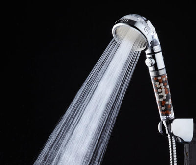 New Tourmaline balls Filter Shower Head Water saving 3 Modes adjustable SPA shower head on/off button high pressure shower - Korvel