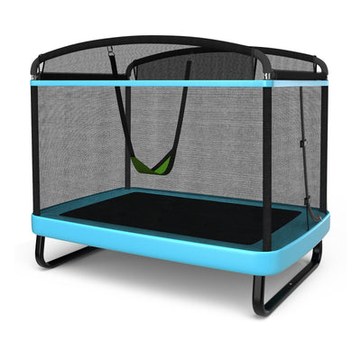 6 Feet Kids Trampoline with Swing and Safety Features - Blue