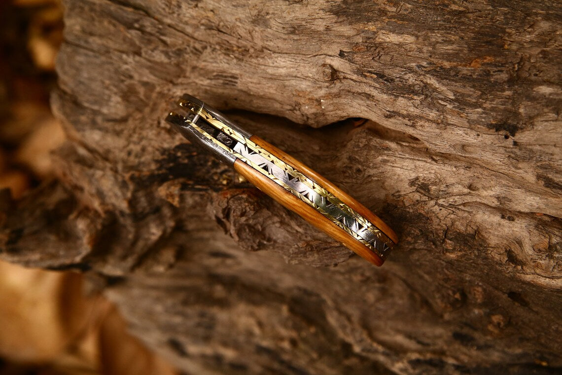 Exquisite Handmade Damascus Steel EDC Folding Knife | 3-Inch Blade, Bone Handle, Leather Sheath | Perfect Gift by KBS Knives - Korvel