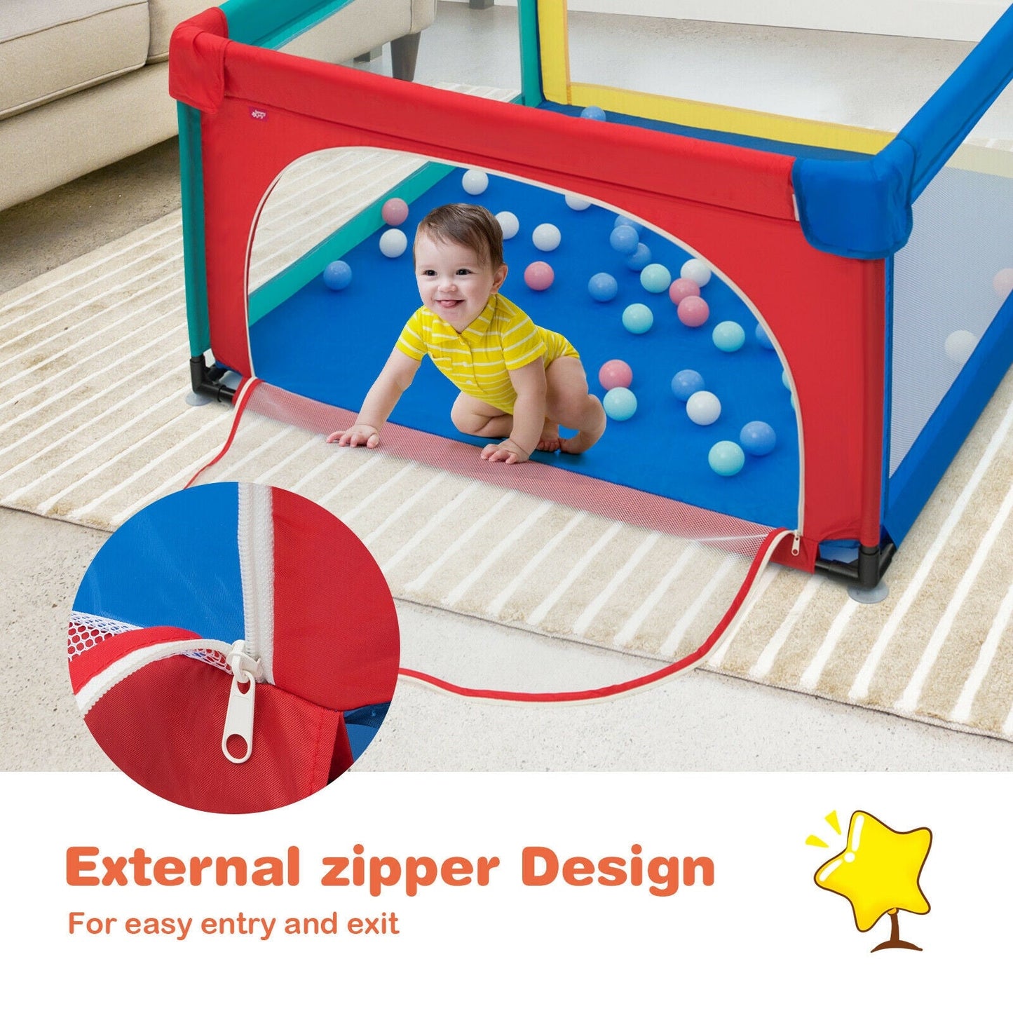 Large Safety Play Center Yard with 50 Balls for Infants