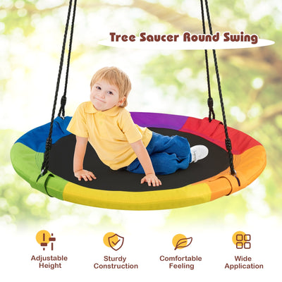 Columpio de Árbol en Forma de Platillo Volador de 40 Pulgadas para Diversión al Aire Libre