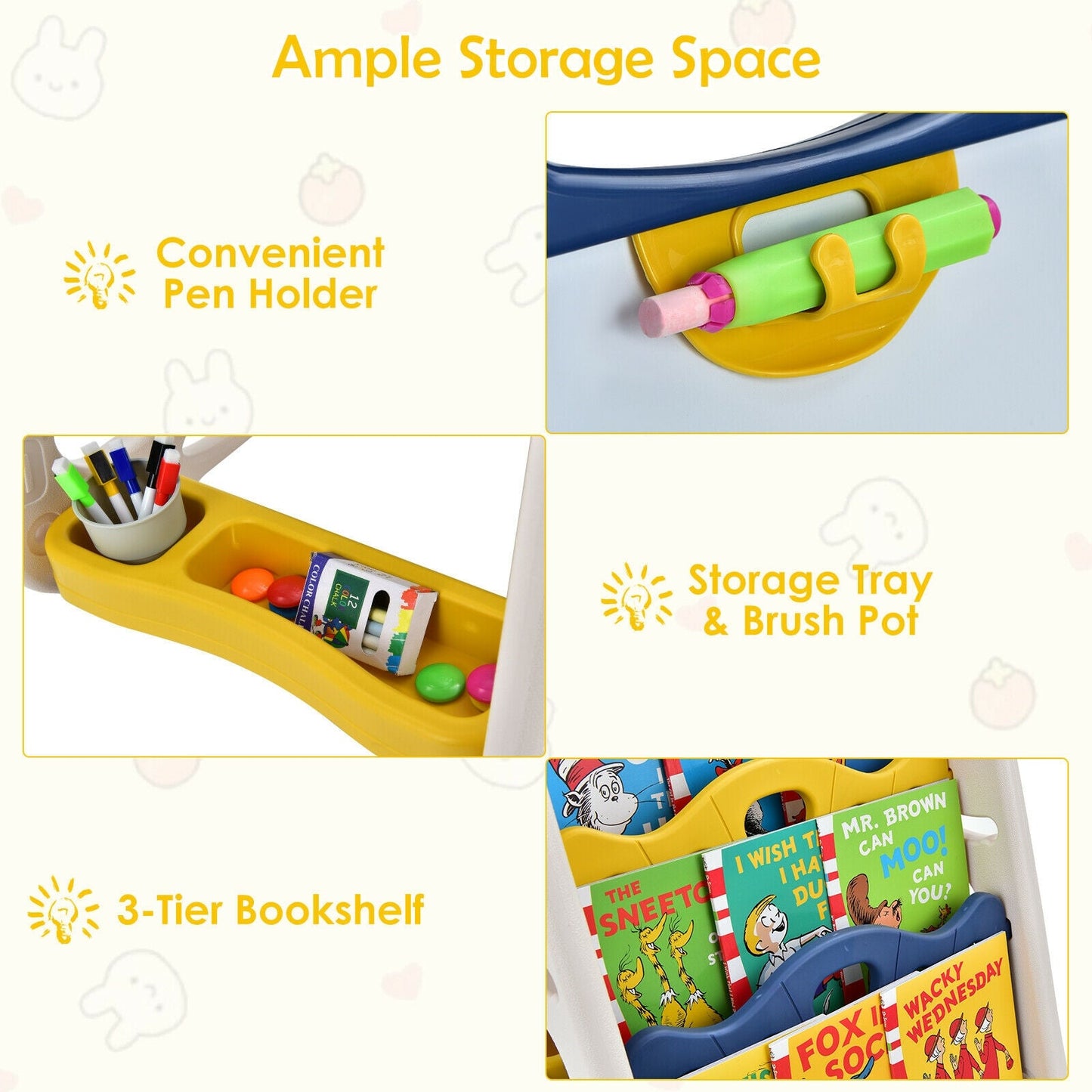 3-in-1 Kids Art Easel - Double-Sided Tabletop Easel with Accessories