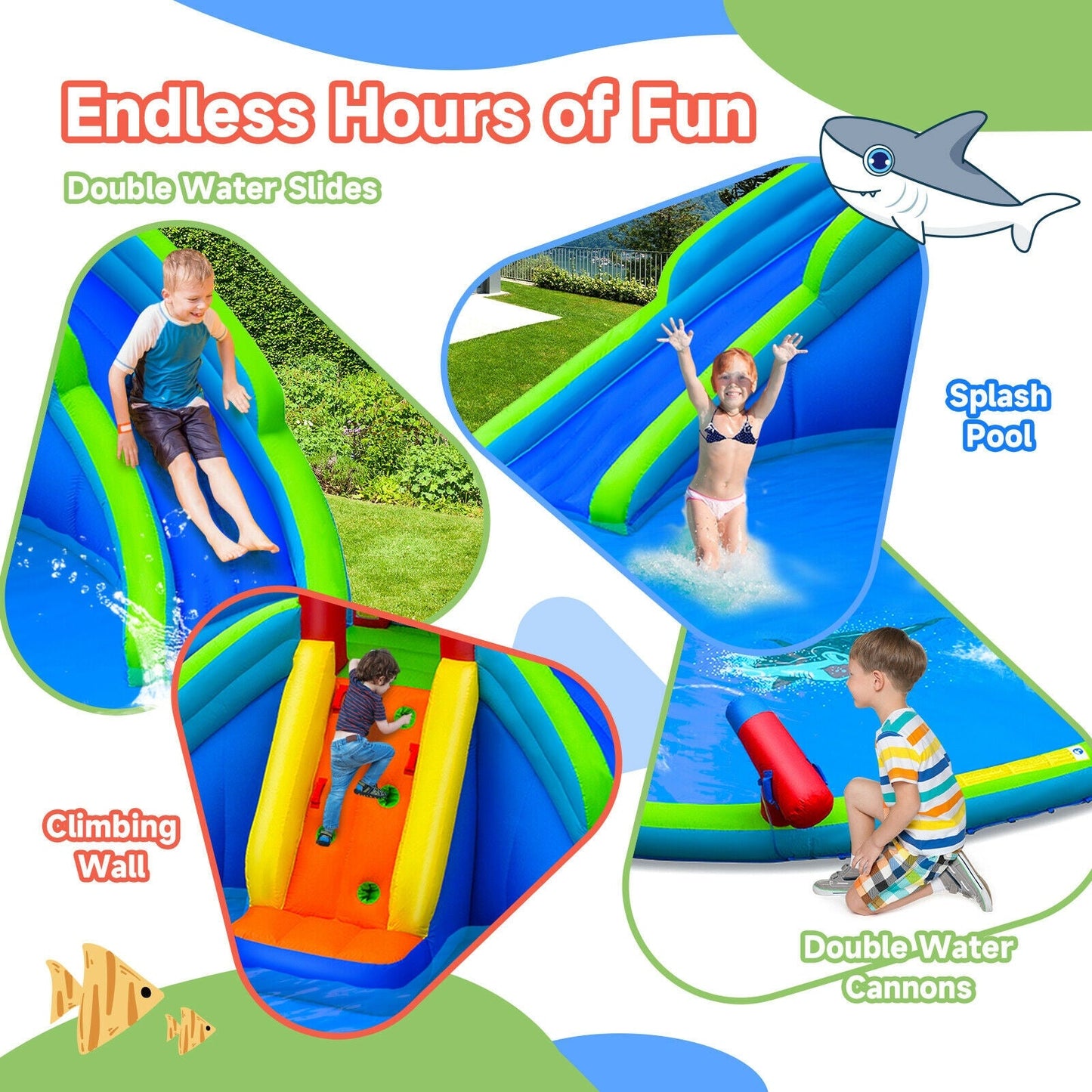 Inflatable Waterslide Bounce House with Upgraded Handrail