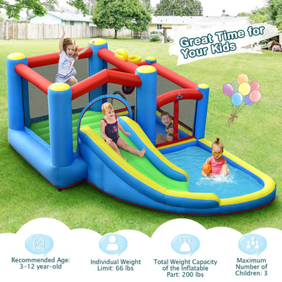 Castillo Inflable de Agua para Niños con Tobogán y Ventilador