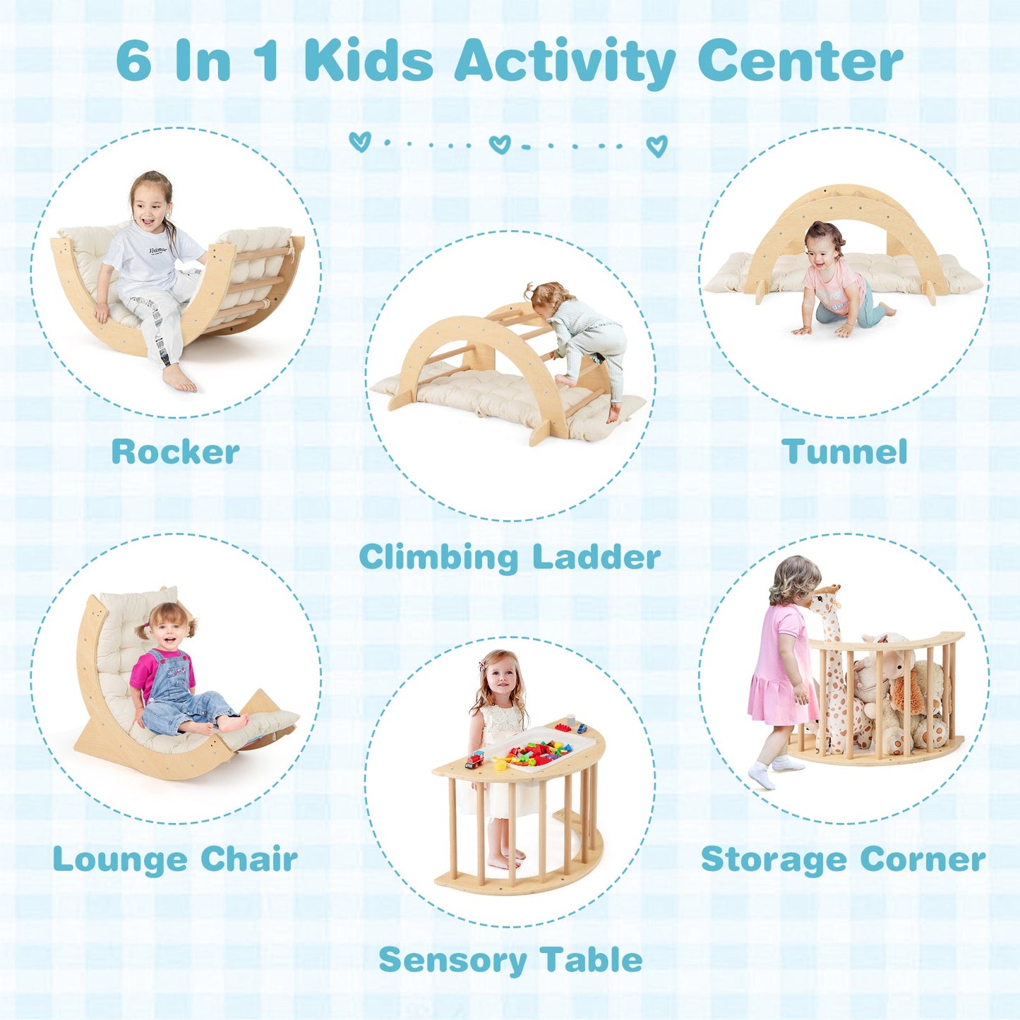 Juego de Escalada Arco para Niños 6 en 1 con Cojín Extraíble