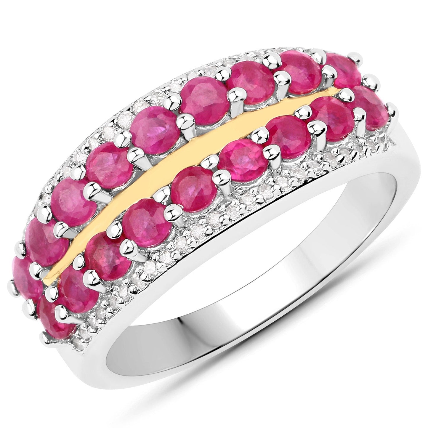 Bague de fiançailles multi-stones de 2,67 carats en argent sterling et or