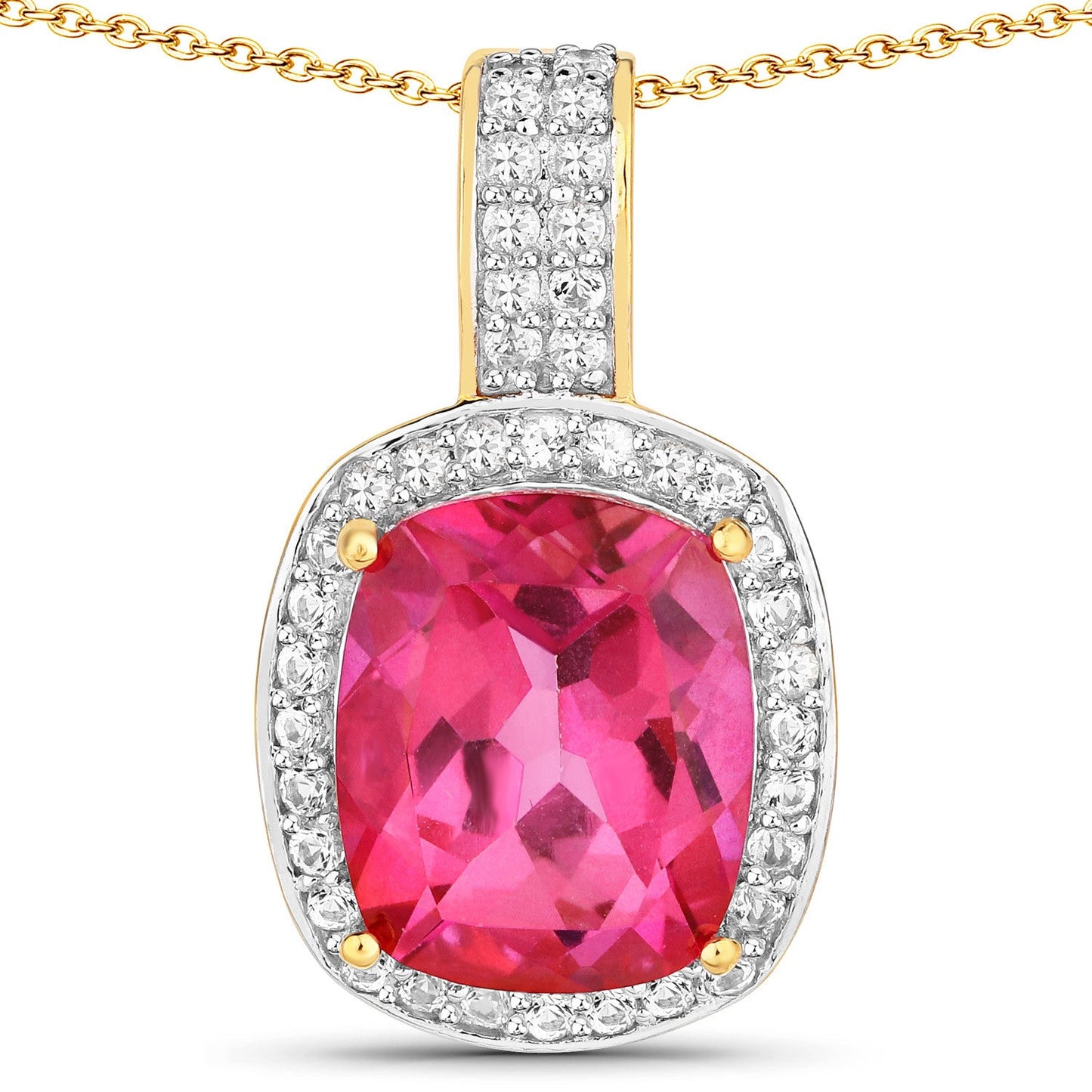 Pendentif en argent sterling avec topaze rose et topaze blanche de 6,87 carats