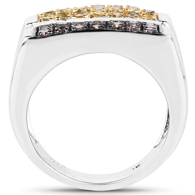 Bague en diamant champagne et jaune de 0,63 carat en argent sterling