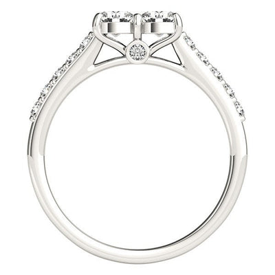 14k White Gold Round Two Stone Diamond Ring