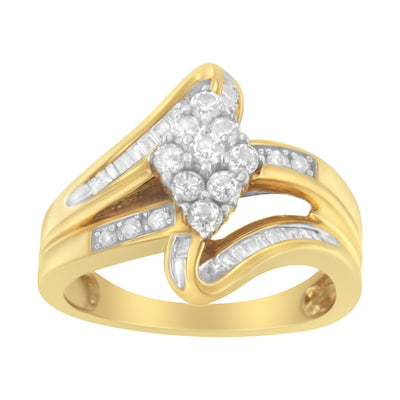 Bague cocktail en diamant en cluster en or jaune 10K 1/2 cttw - Taille 7