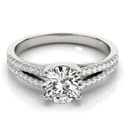 14k White Gold Split Shank Round Diamond Engagement Ring