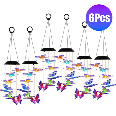 Solar Butterfly Wind Chime - Color Changing Outdoor Decor