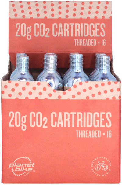 Planet Bike 20g Threaded CO2 Cartridge - 16 Pack
