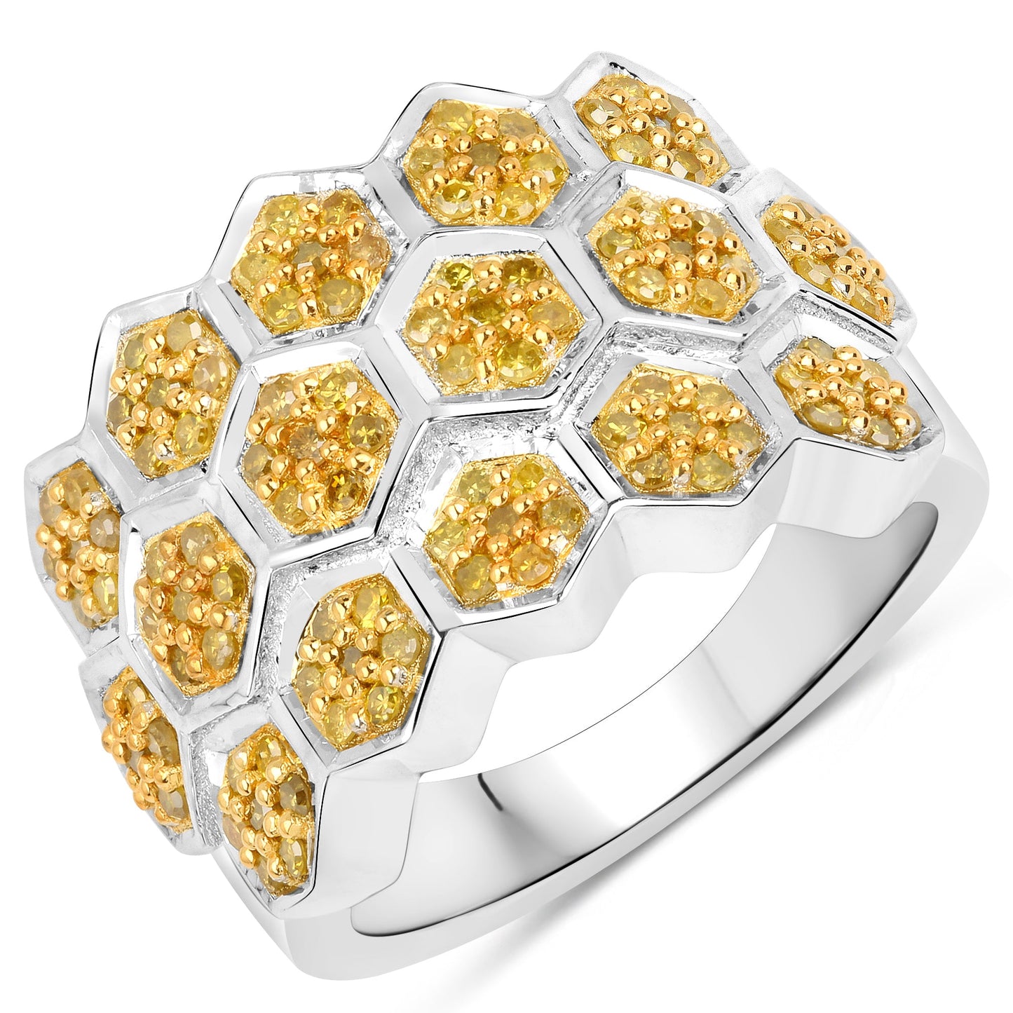 0.75 Carat Genuine Yellow Diamond Sterling Silver Engagement Ring