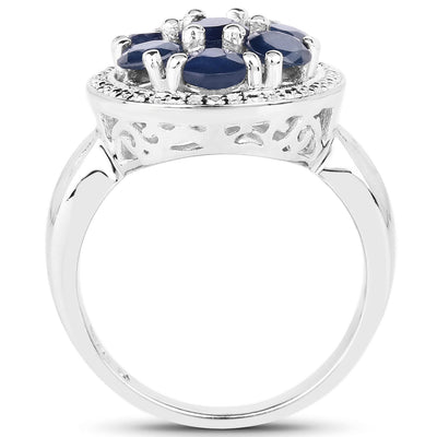 2.10 Carat Blue Sapphire Sterling Silver Engagement Ring