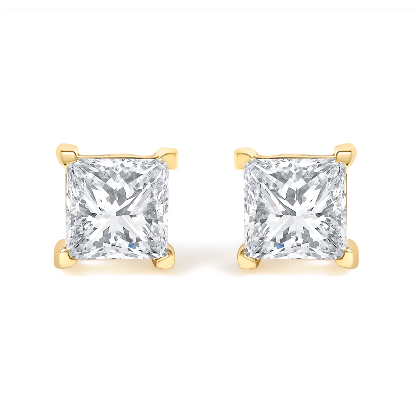 Boucles d'oreilles en diamant taille princesse certifiées IGI 3/8 Cttw en or 14K