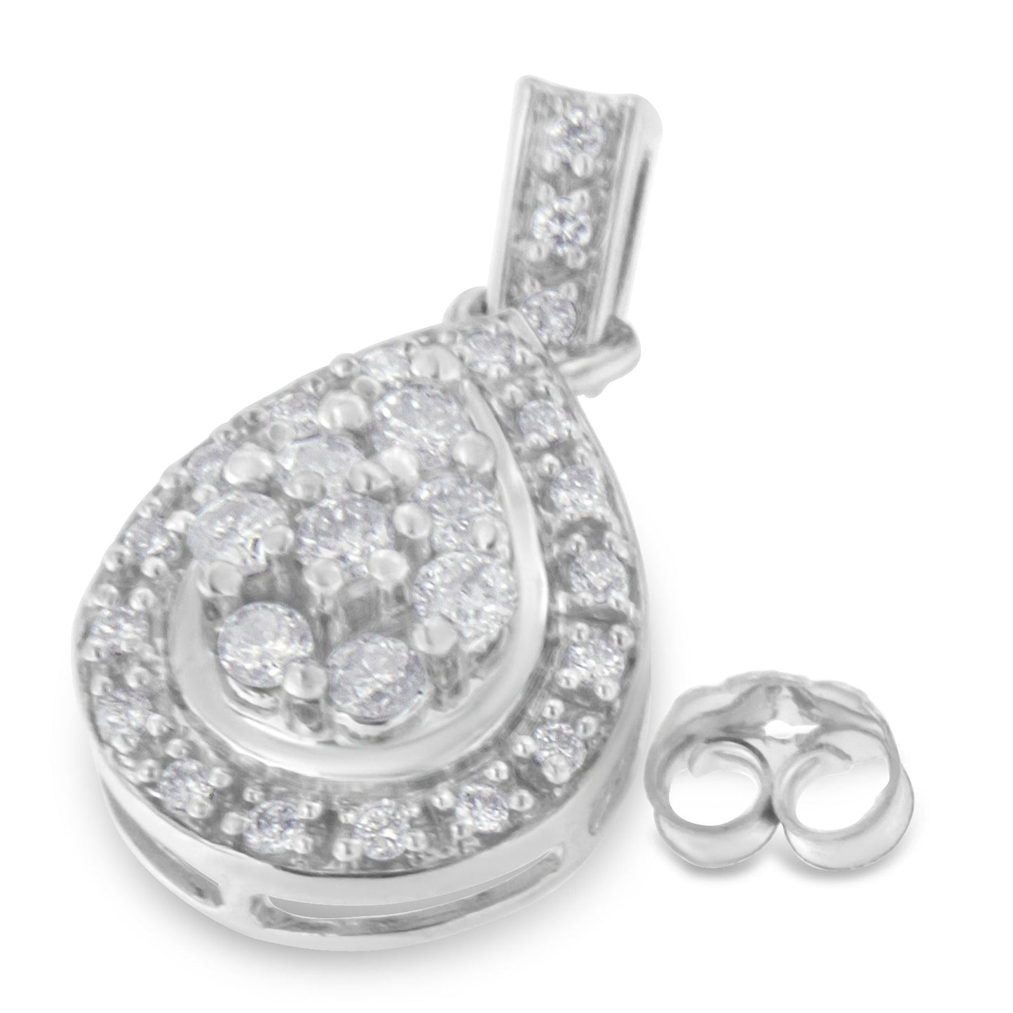 Pendientes de diamantes cortados en redondo de oro blanco de 10k - 0.75 cttw