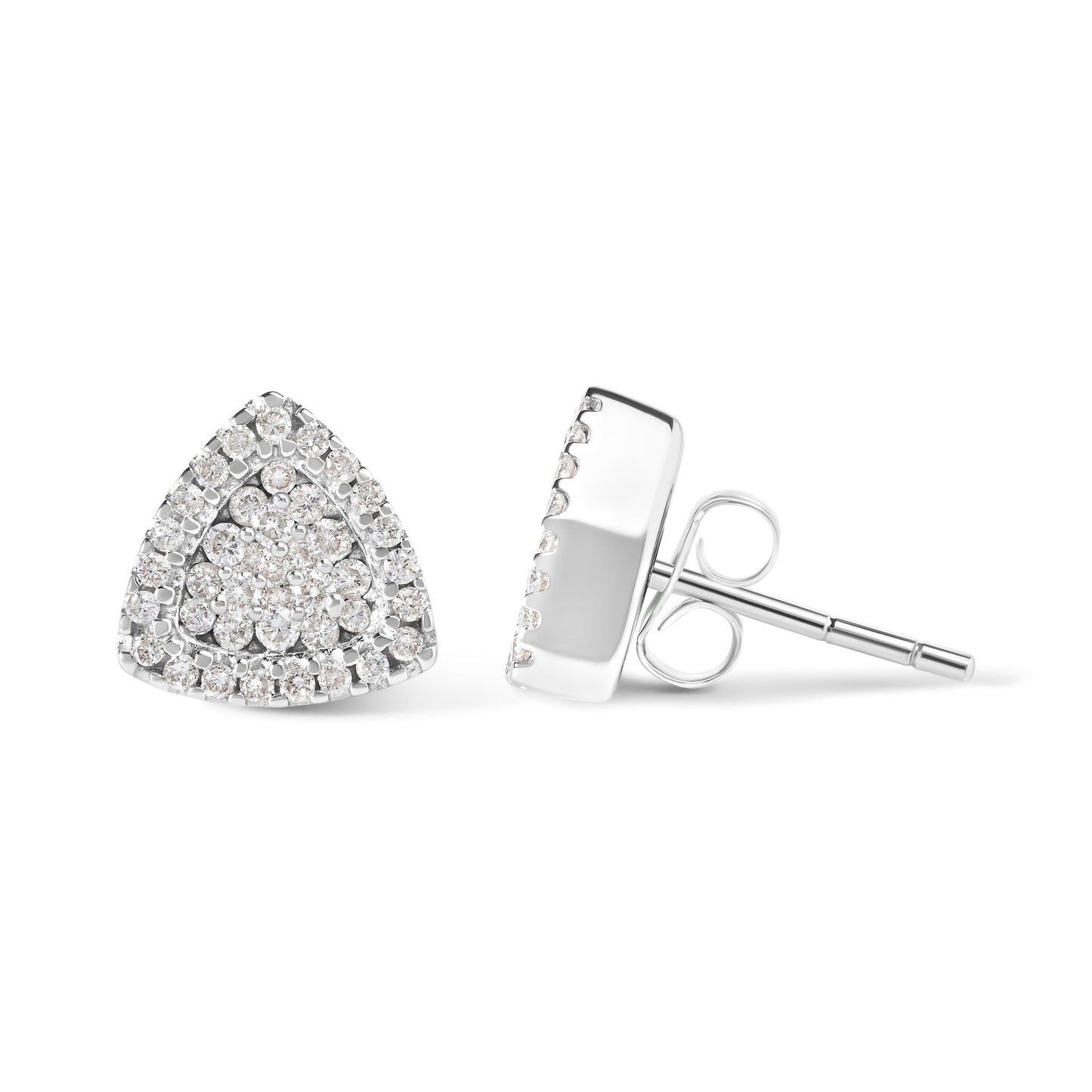 14K White Gold Trillion Shaped Diamond Stud Earrings