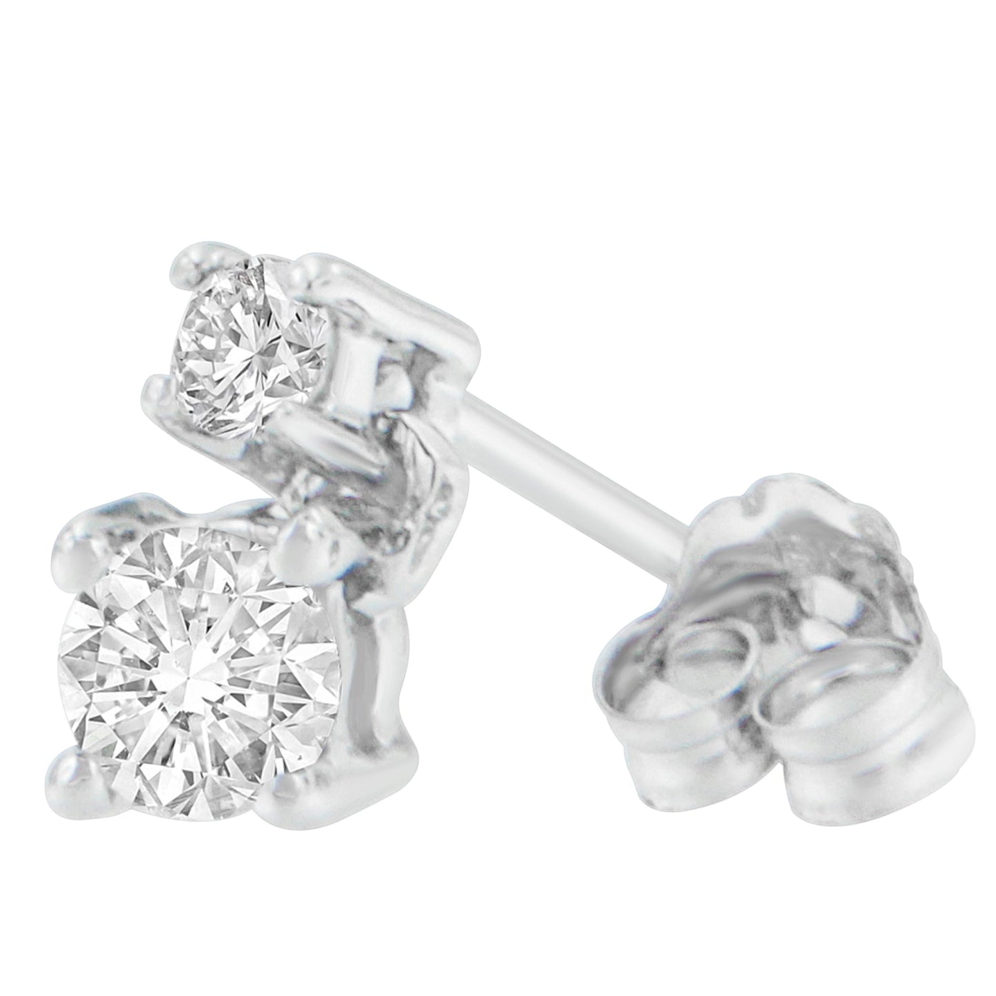 14K White Gold Round Cut Diamond Earrings