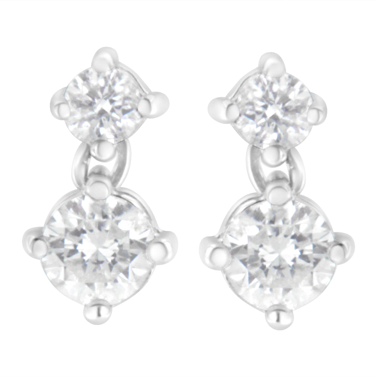 Boucles d'oreilles en or blanc 14K avec double diamant