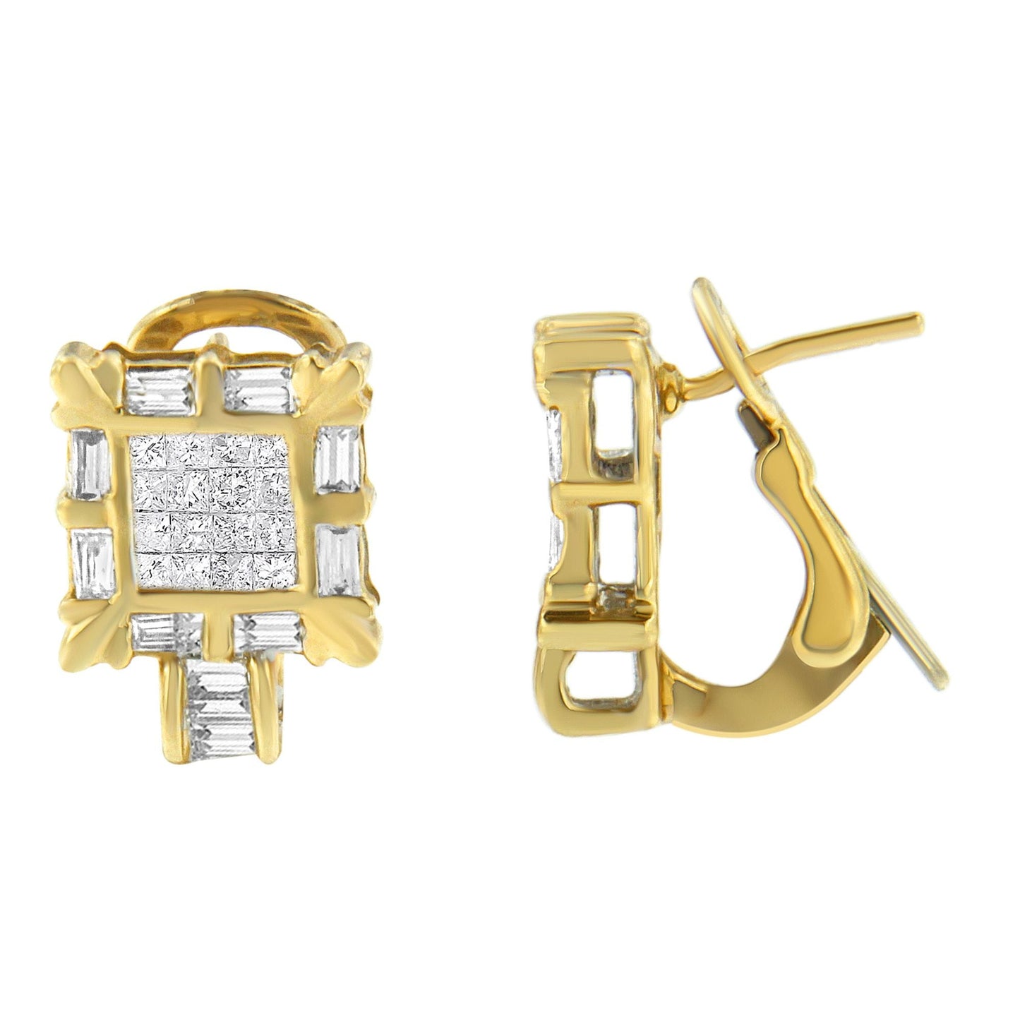Boucles d'oreilles créoles en or jaune 14K avec diamants