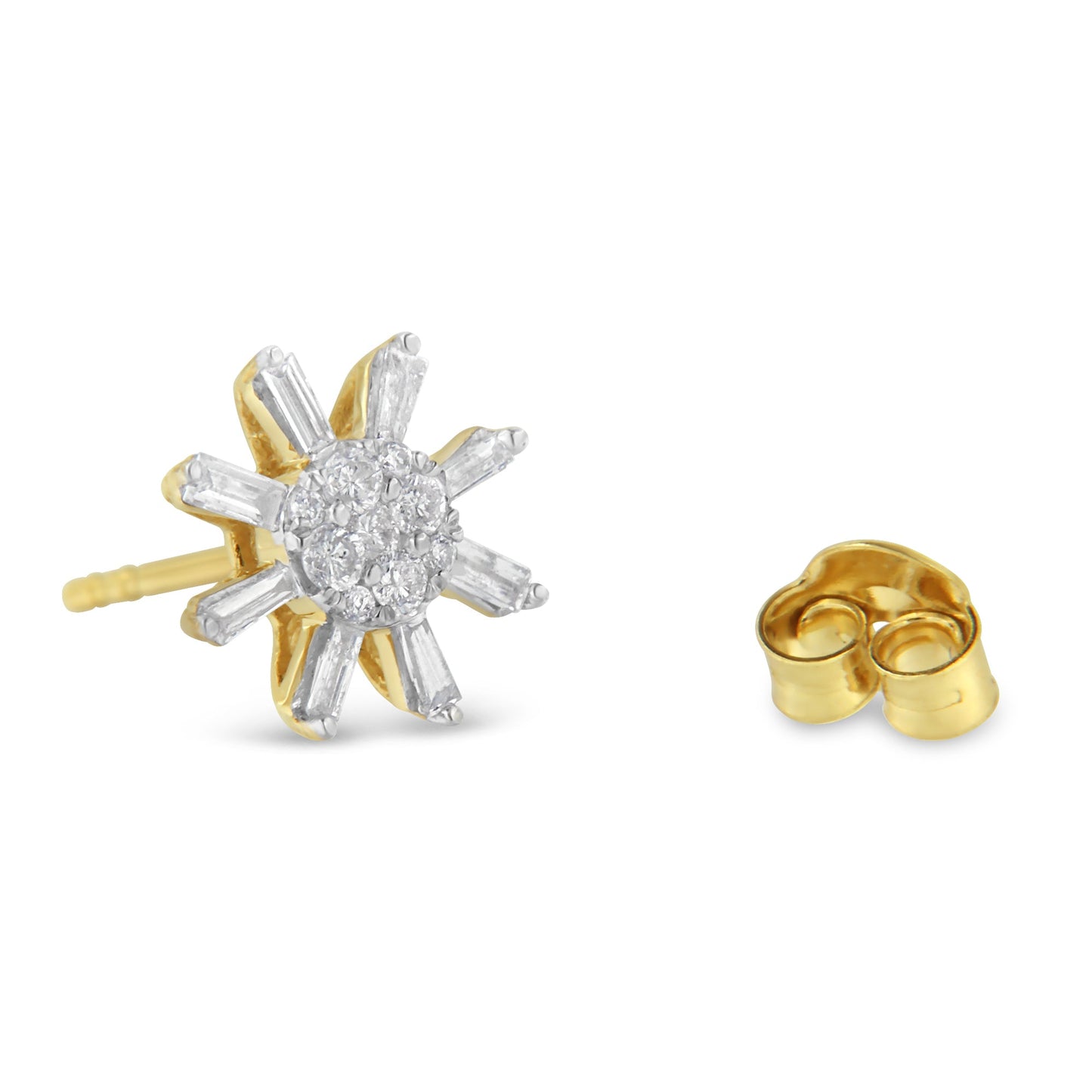 Pendientes de diamantes en forma de botón de oro amarillo de 10k