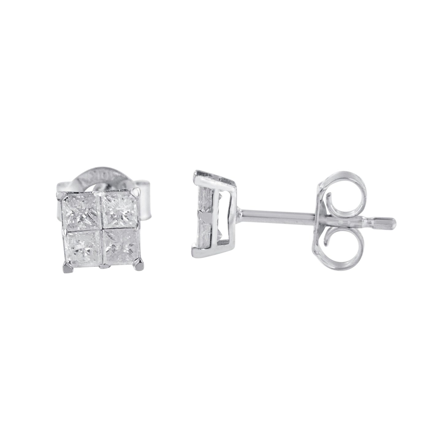 Boucles d'oreilles en diamant en or blanc 10k - 0,60 cttw