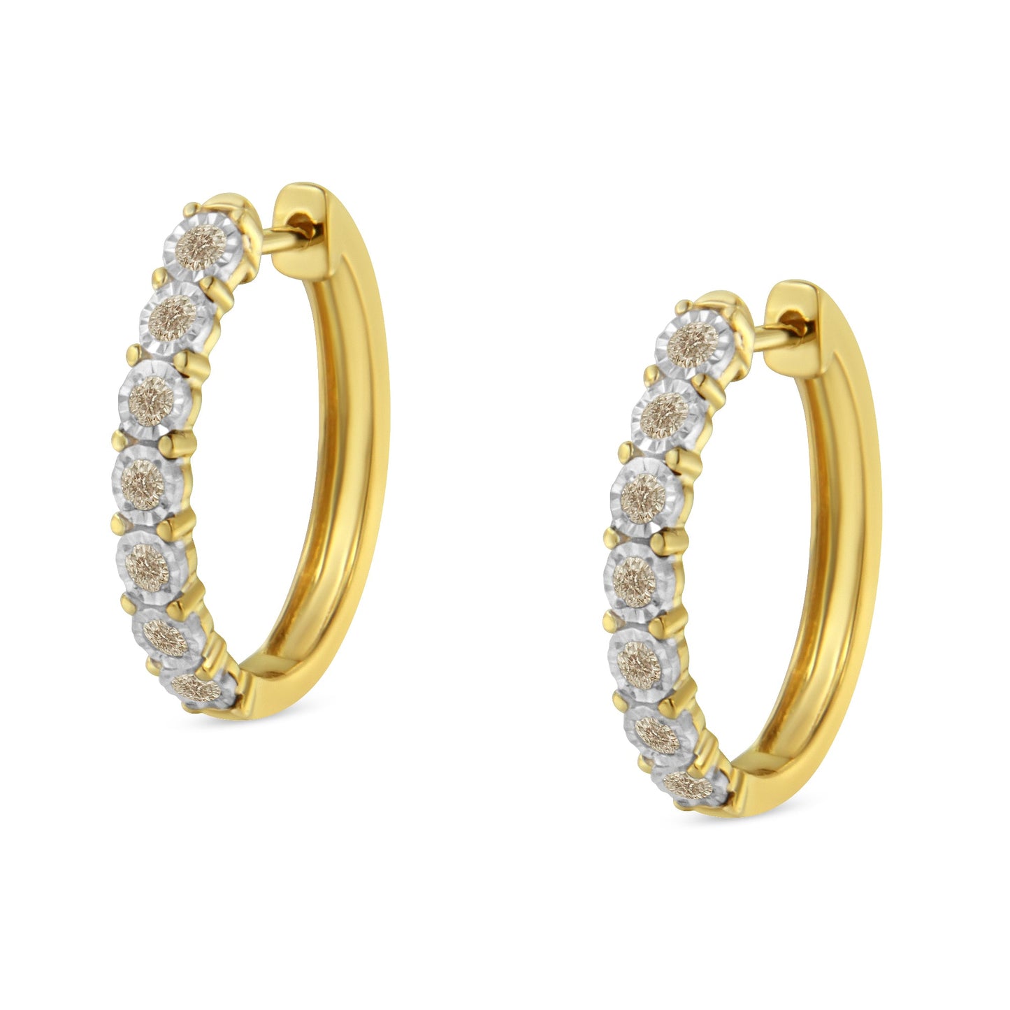 Boucles d'oreilles créoles en diamant en or bicolore 10KT