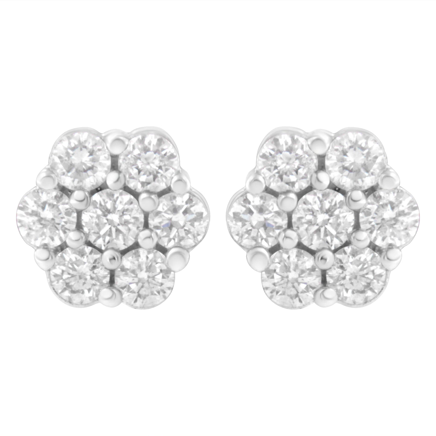 14KT White Gold Diamond Composite Stud Earrings