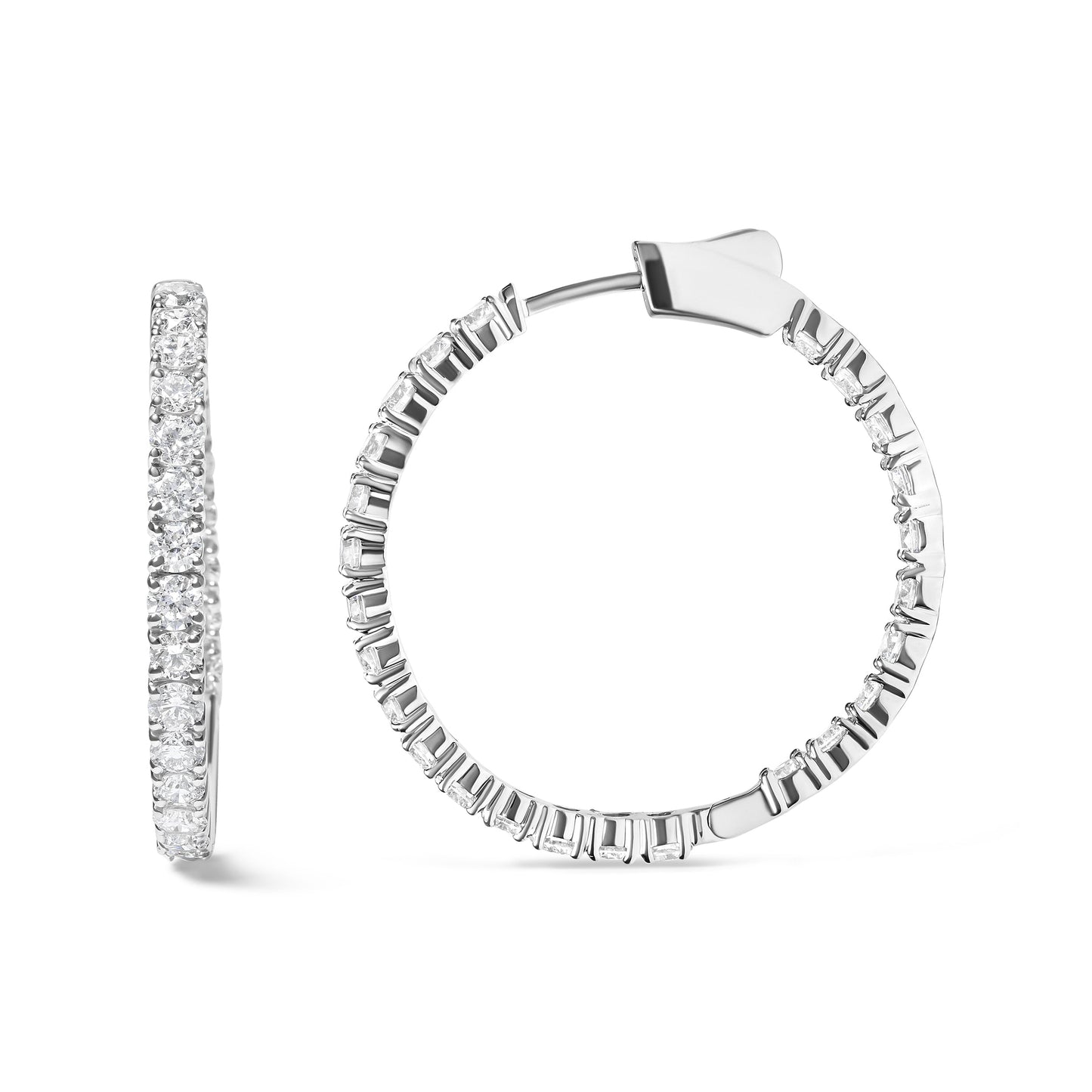 14K White Gold Lab Grown Diamond Inside Out Hoop Earrings