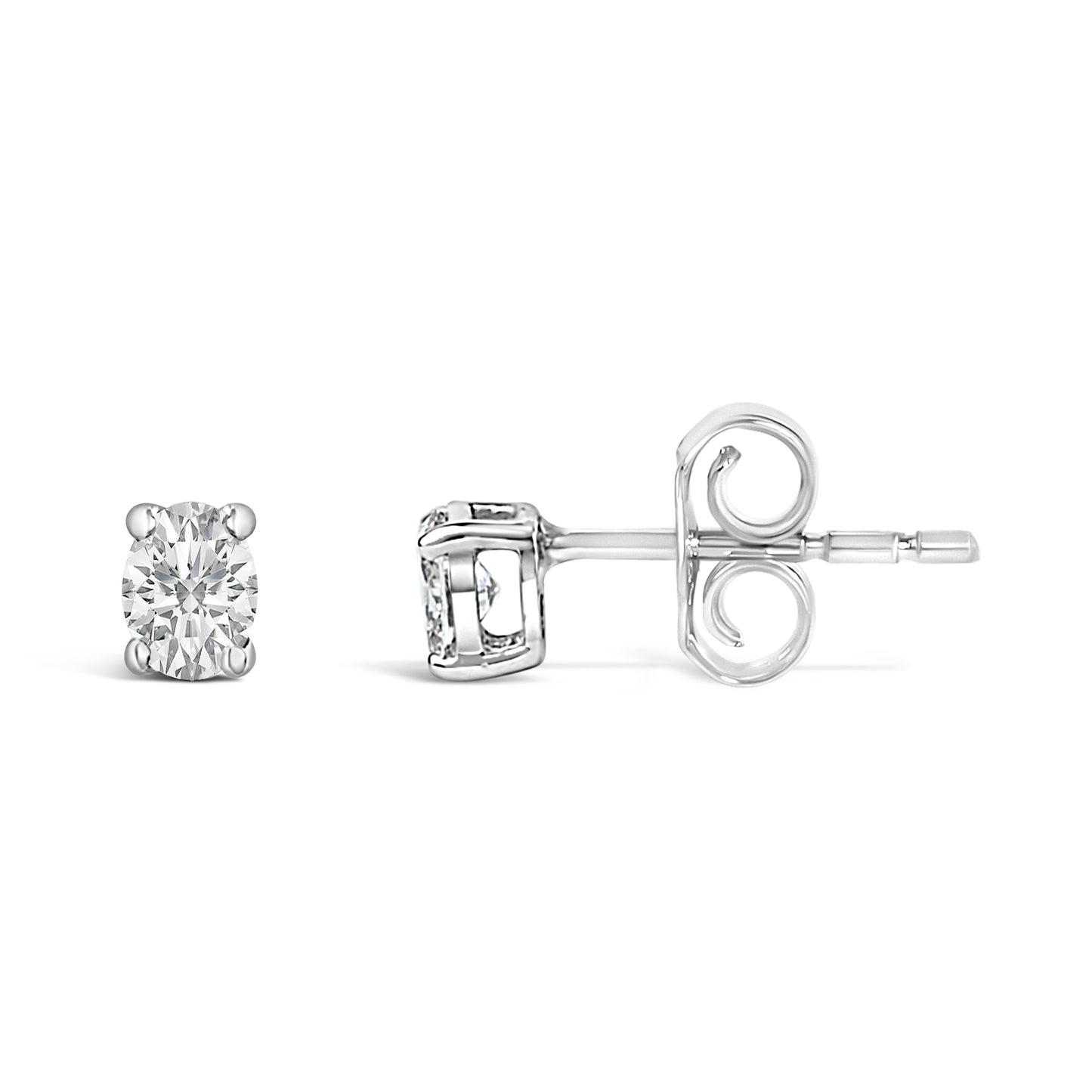 Pendientes de Stud de Diamante Ovalado Creado en Laboratorio de Oro Blanco de 14K