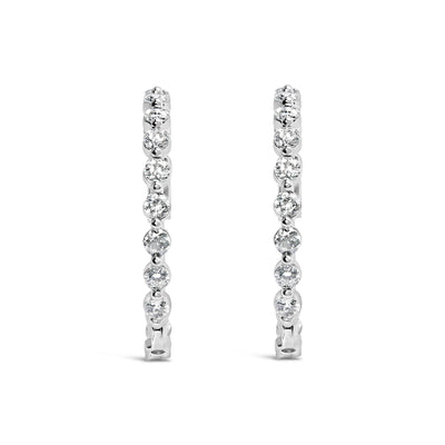 Pendientes de aro Inside-Out de diamantes cultivados en laboratorio de oro blanco de 14 quilates