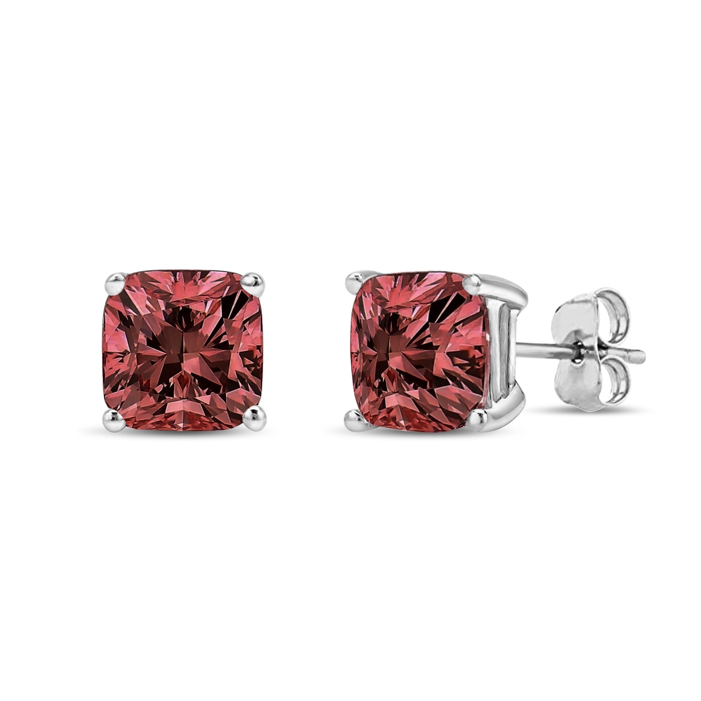 Pendientes de Stud de Diamante Rosa Creado en Laboratorio en Oro Blanco de 14K