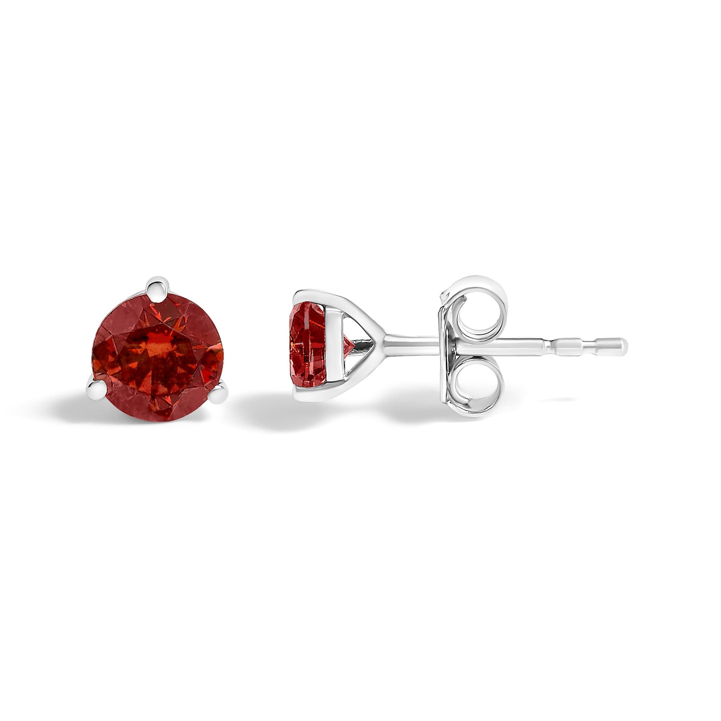 Boucles d'oreilles clous en diamant rouge lab-grown en or blanc 14K