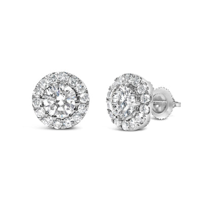 Pendientes de Stud con Halo Oculto de Diamantes Crecidos en Laboratorio en Oro Blanco de 14K