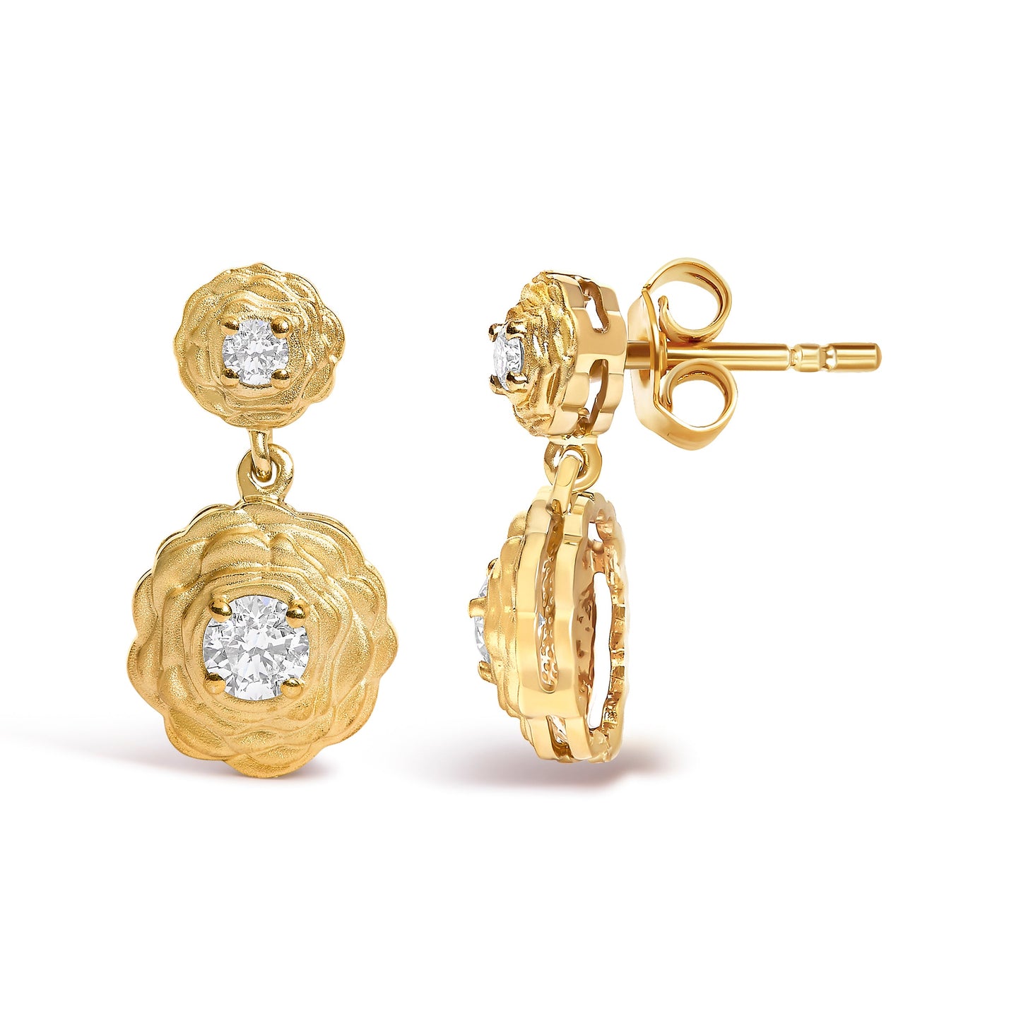 Pendientes de gota de diamante cultivado en laboratorio en plata de ley chapada en oro amarillo de 1