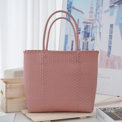 Sac de Plage Tissé en PVC Grande Capacité pour Femmes