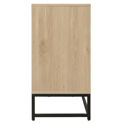 Engraved 4-door side panel with LED, self-service cabinet storage cabinet, modern coffee bar cabinet with adjustable shelves - Korvel